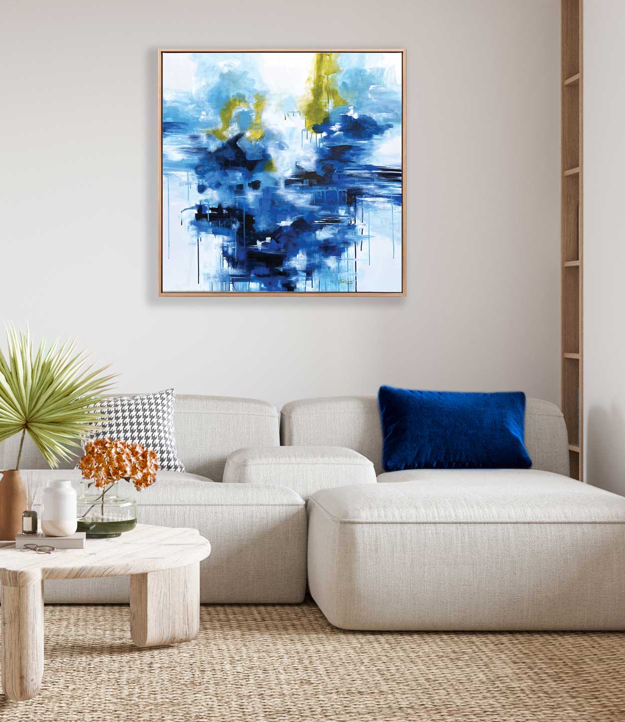 "A River Runs Through Abstract" Canvas Art Print Abstract Jess King Artist A-river-runs-through-framed-insitu