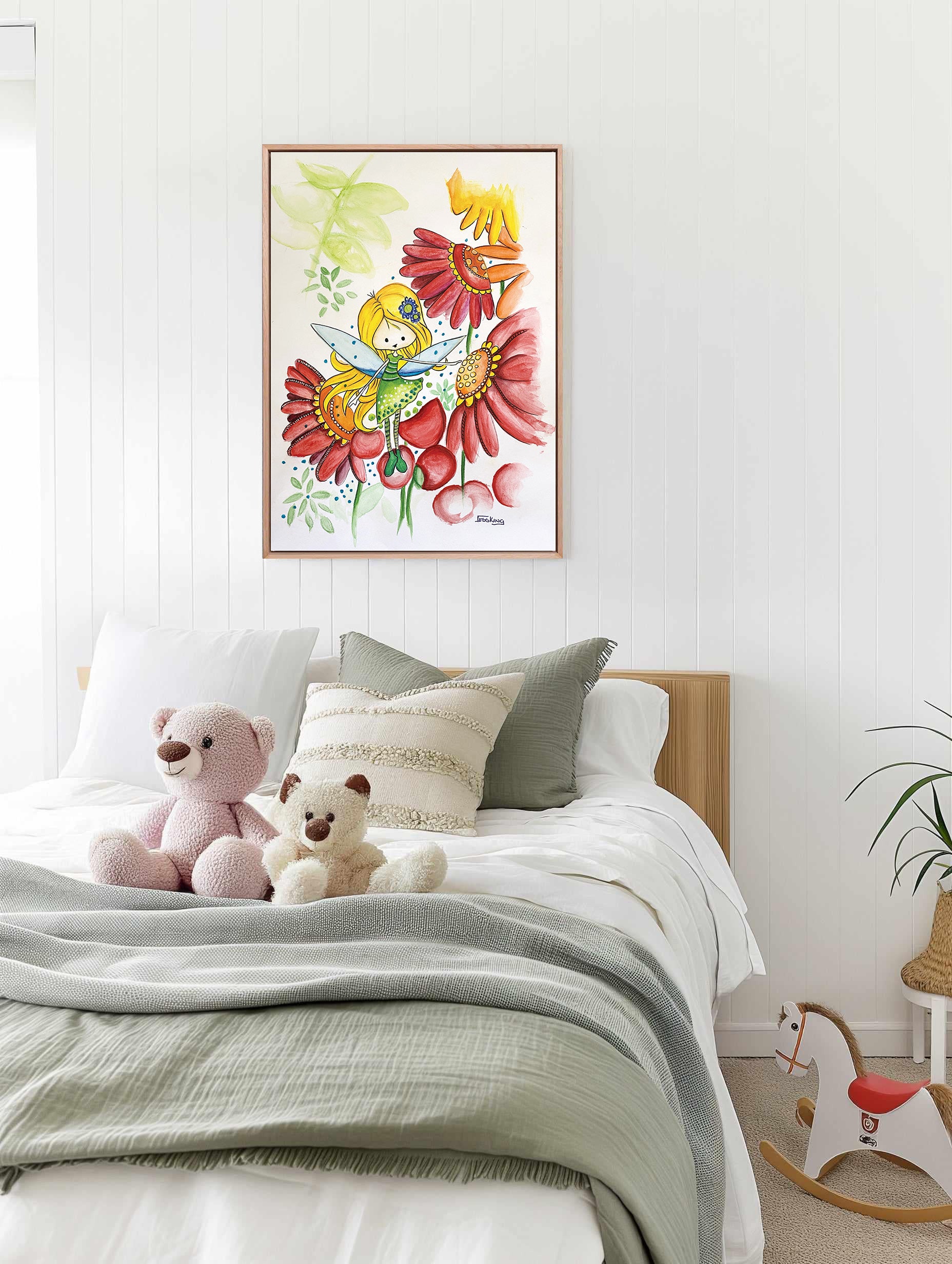 "Apple Fairy" Art Print for Kids Room