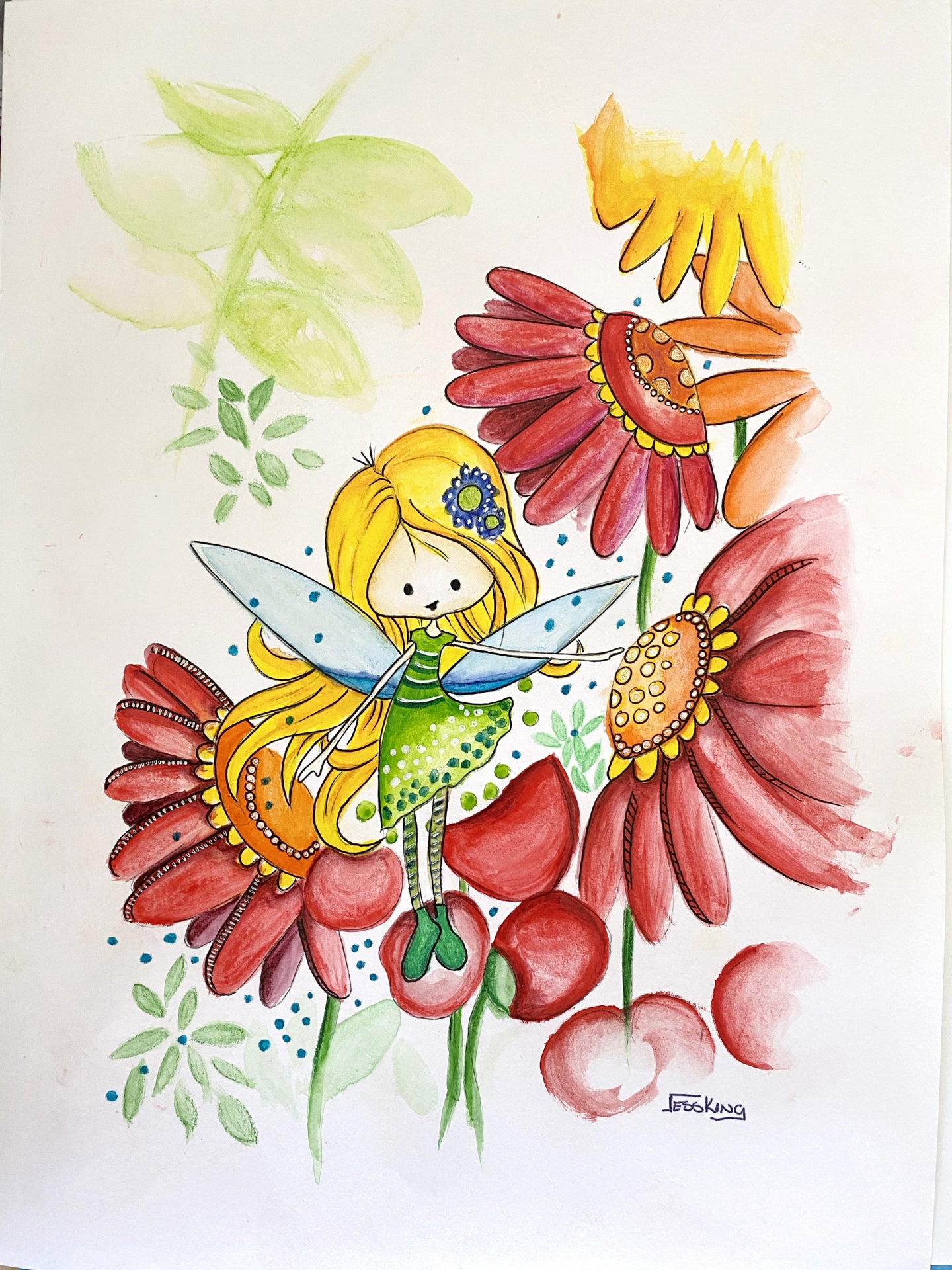 "Apple Fairy" Art Print for Kids Room