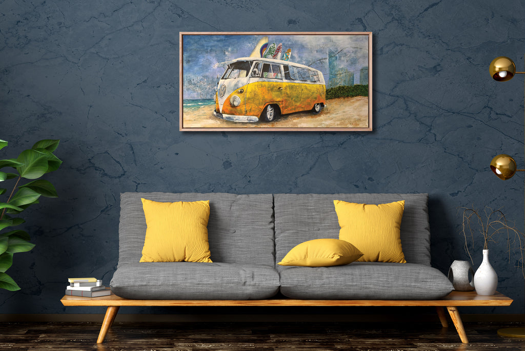 "Aussie 1 Kombi Van Yellow" Art Print