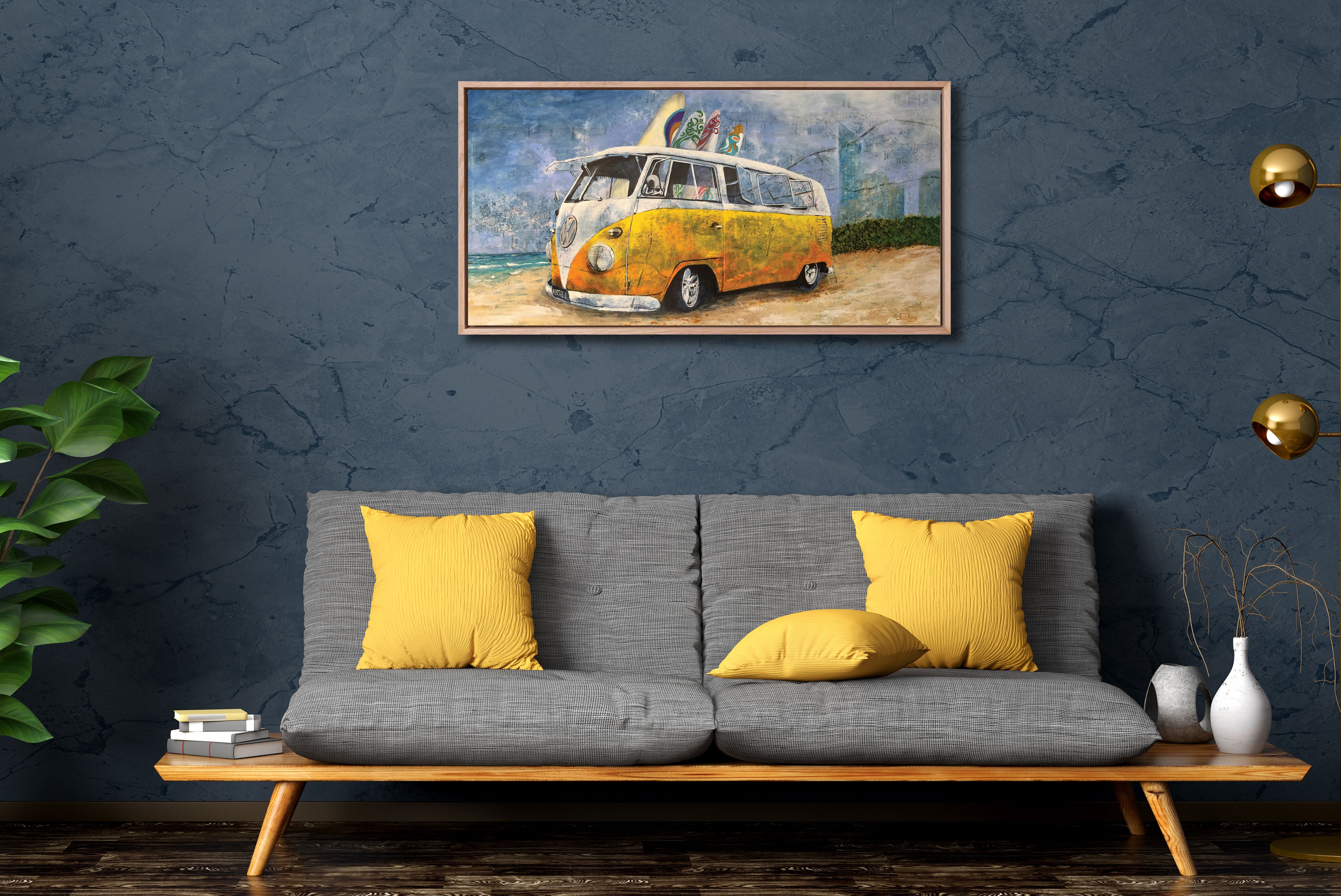"Aussie 1 Kombi Van Yellow" Art Print
