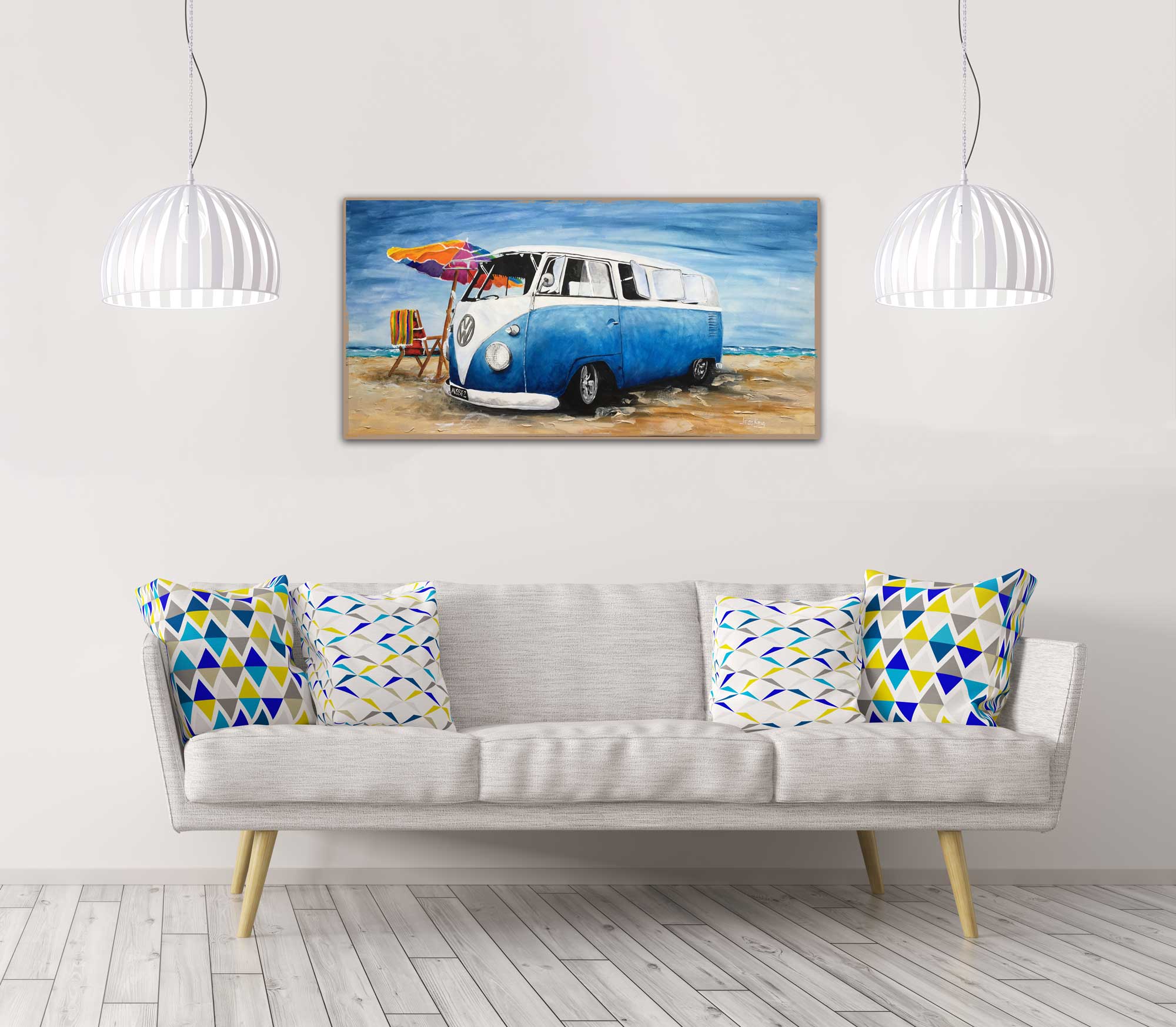 "Aussie 2 Kombi Van Blue" Art Print