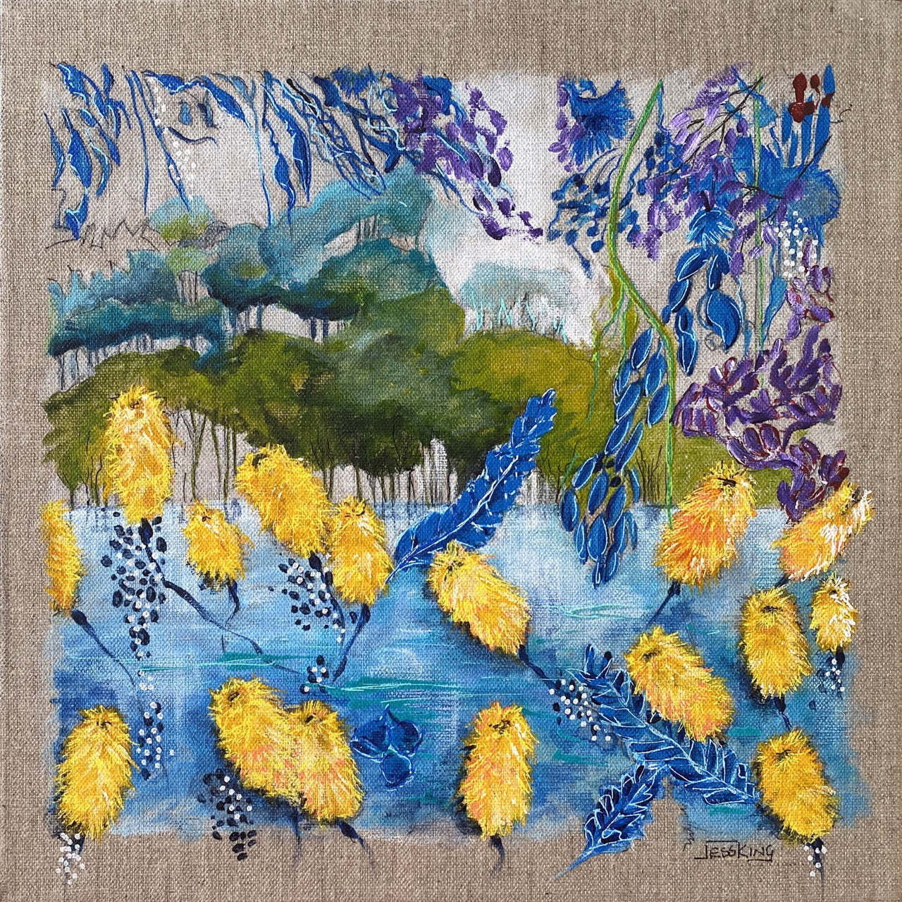 "Aussie Bush 6 Yellow Banksia" Art Print
