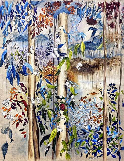 "Aussie Bush 7 Trees and Gum Leaves" Art Print
