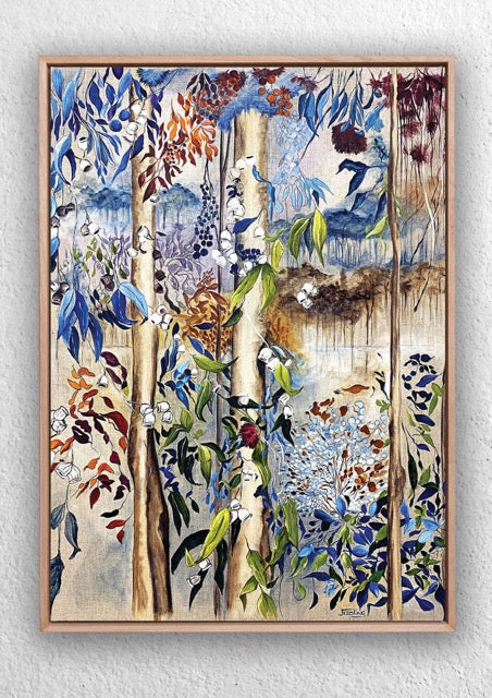 "Aussie Bush 7 Trees and Gum Leaves" Art Print