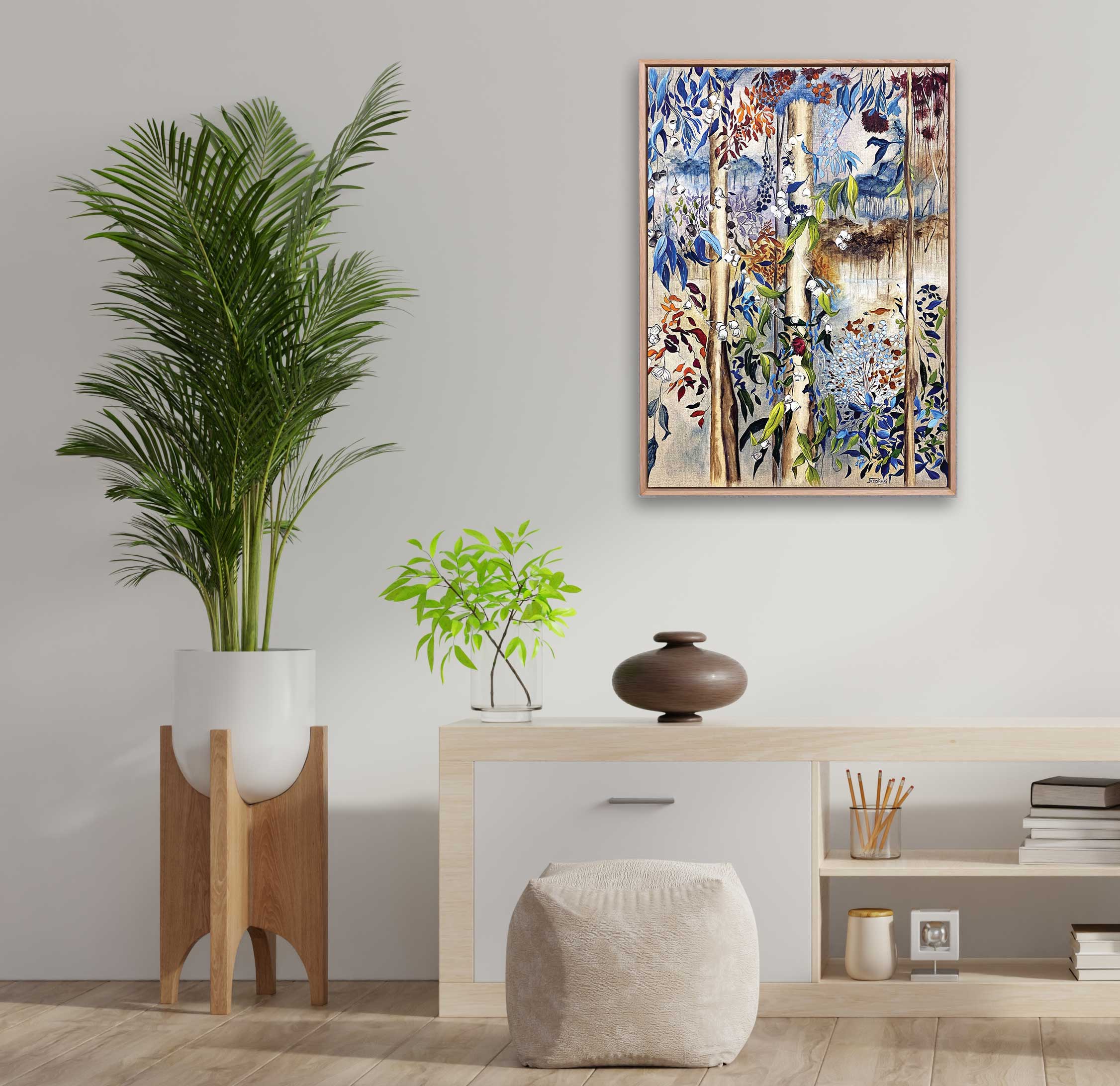 "Aussie Bush 7 Trees and Gum Leaves" Art Print