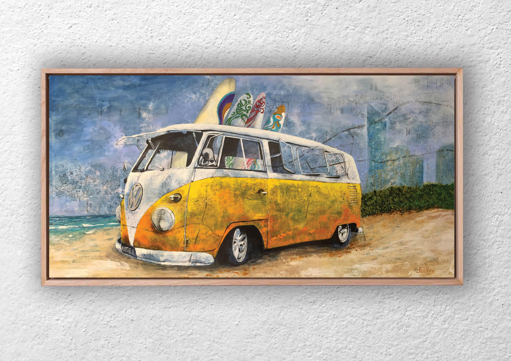 "Aussie 1 Kombi Van Yellow" Art Print