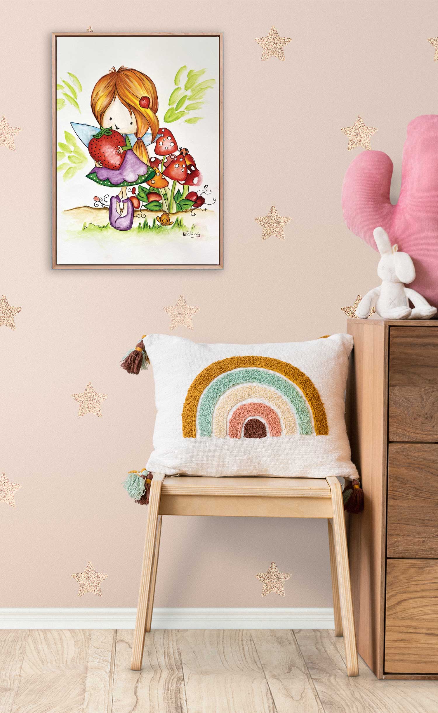 "Berry Fairy" Art Print for Kids Room