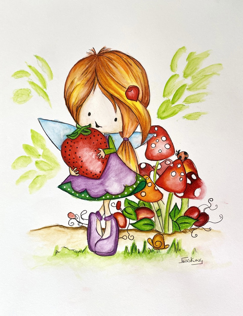 "Berry Fairy" Art Print for Kids Room