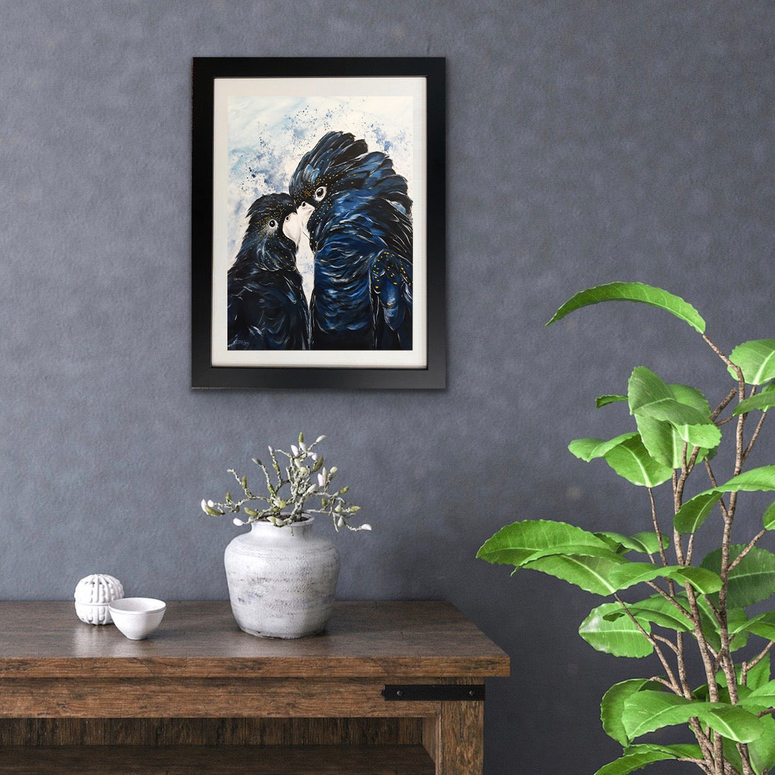 "Black Cockatoo Love" Art Print