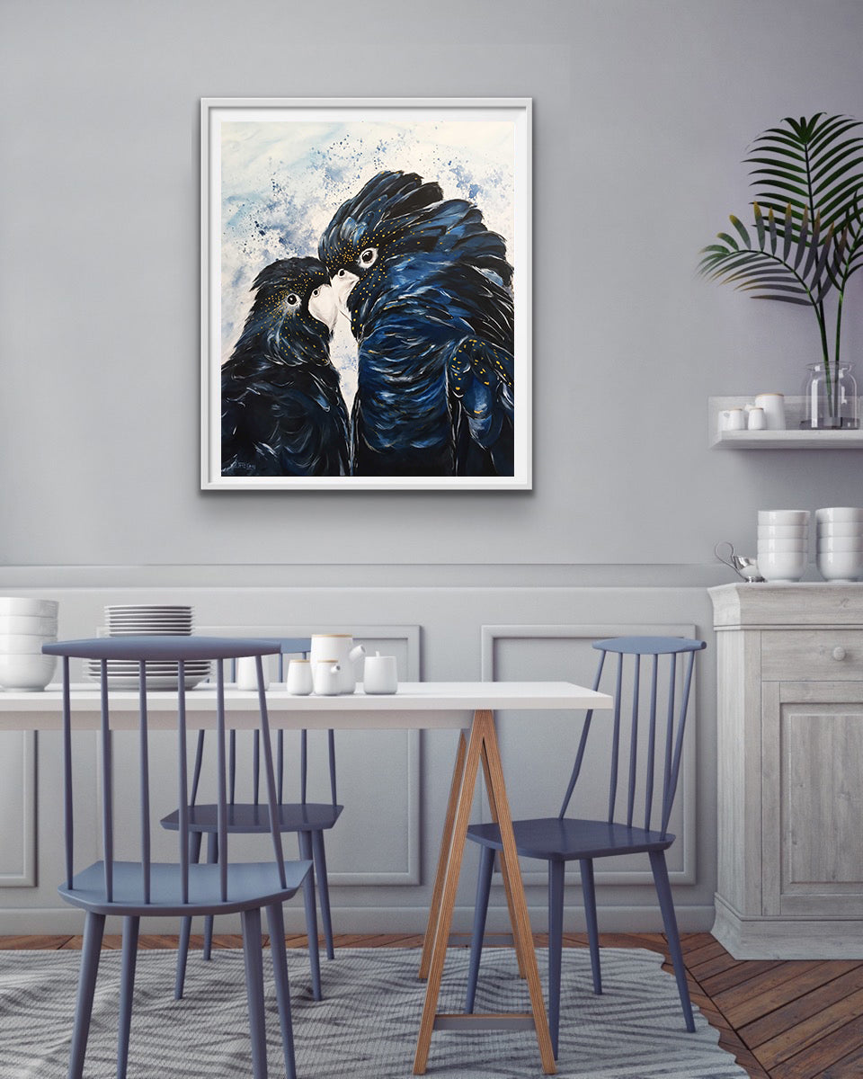 "Black Cockatoo Love" Art Print