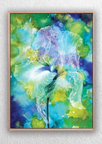 "Blue Green Iris Flower on Alcohol Ink" Art Print