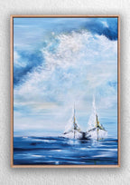 Boating Affair - Coastal Sailboat Art Print | Nautical Wall Decor Birds and Animals Jess King Artist Boating-affair-framed_Jess_King_web2