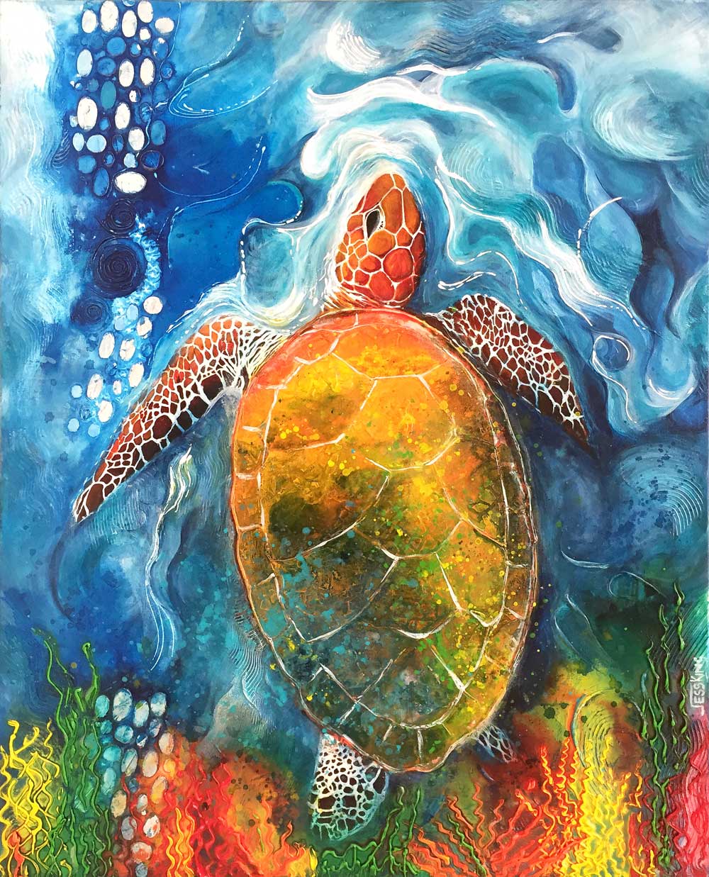"Bubble Up Turtle" Art Print