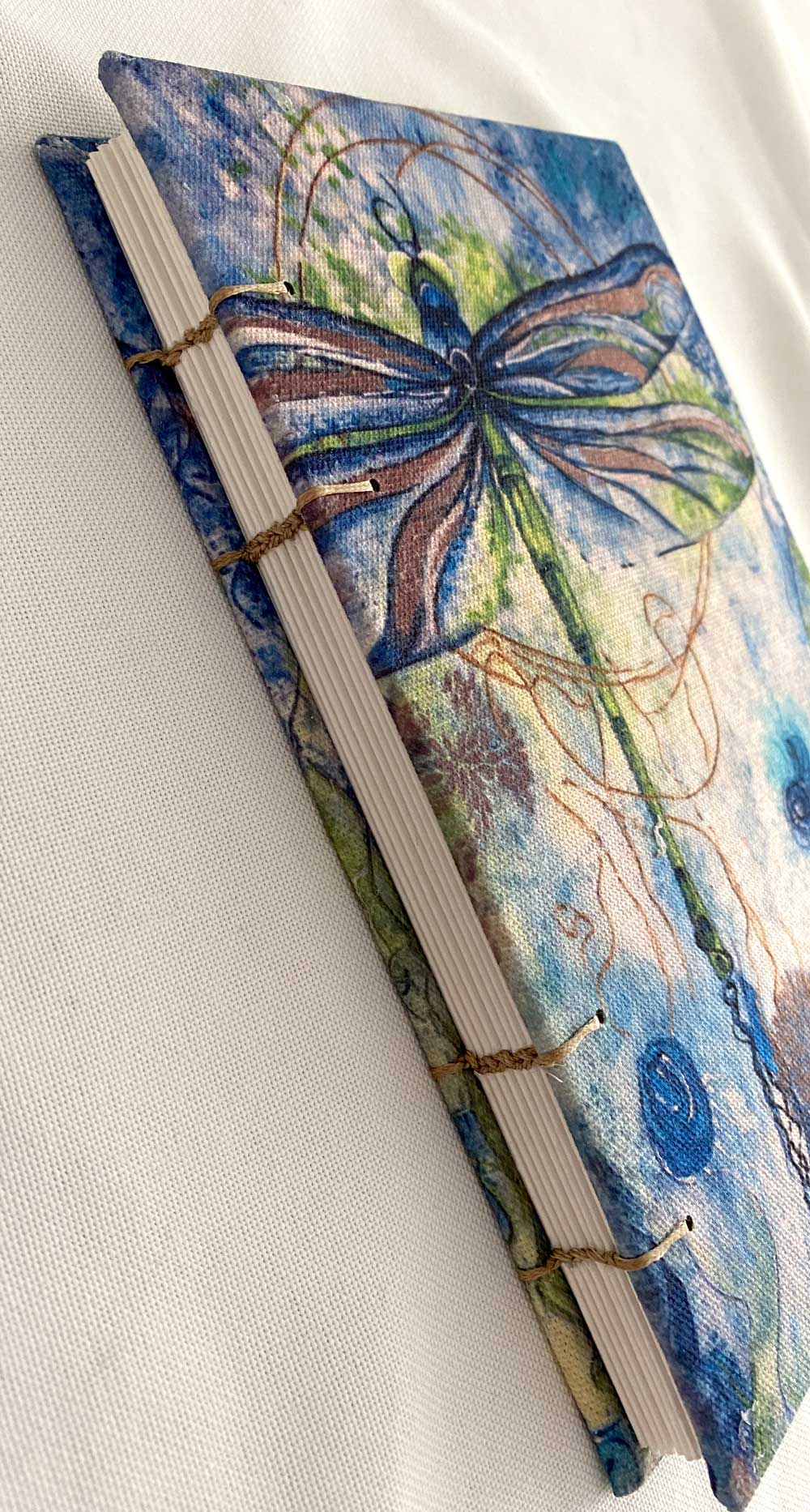 Blank A5 Art Journal | Dragonfly Cover Journal Jess King Artist Dragonfly-journal-Jess-King-stitched