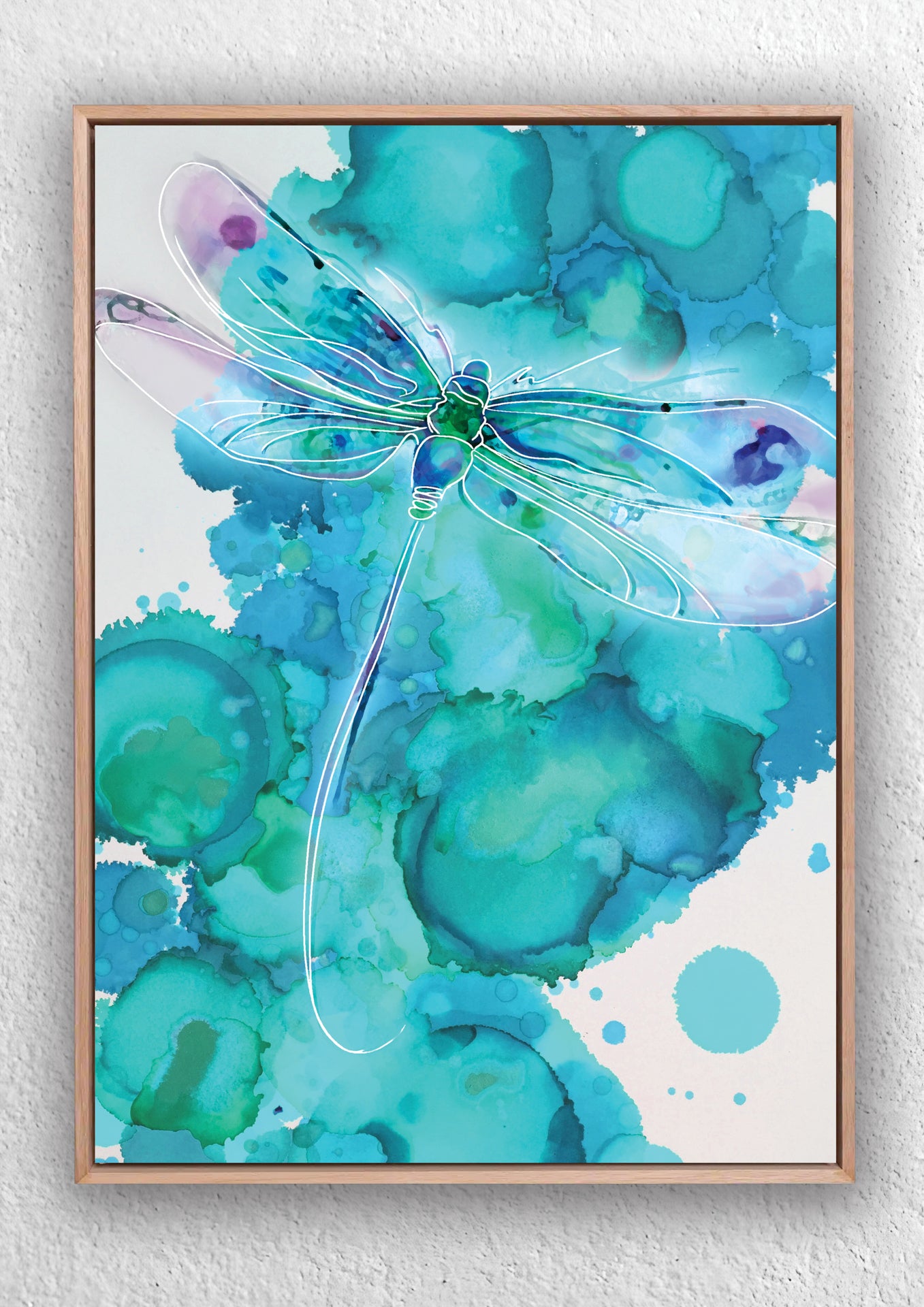 "Dragonfly Blue drawing on Alcohol Ink" Art Print