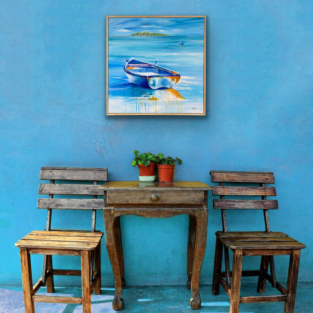 Hitching A Ride - Coastal Sailboat Art Print Birds and Animals Jess King Artist Hitching-a-ride-insitu