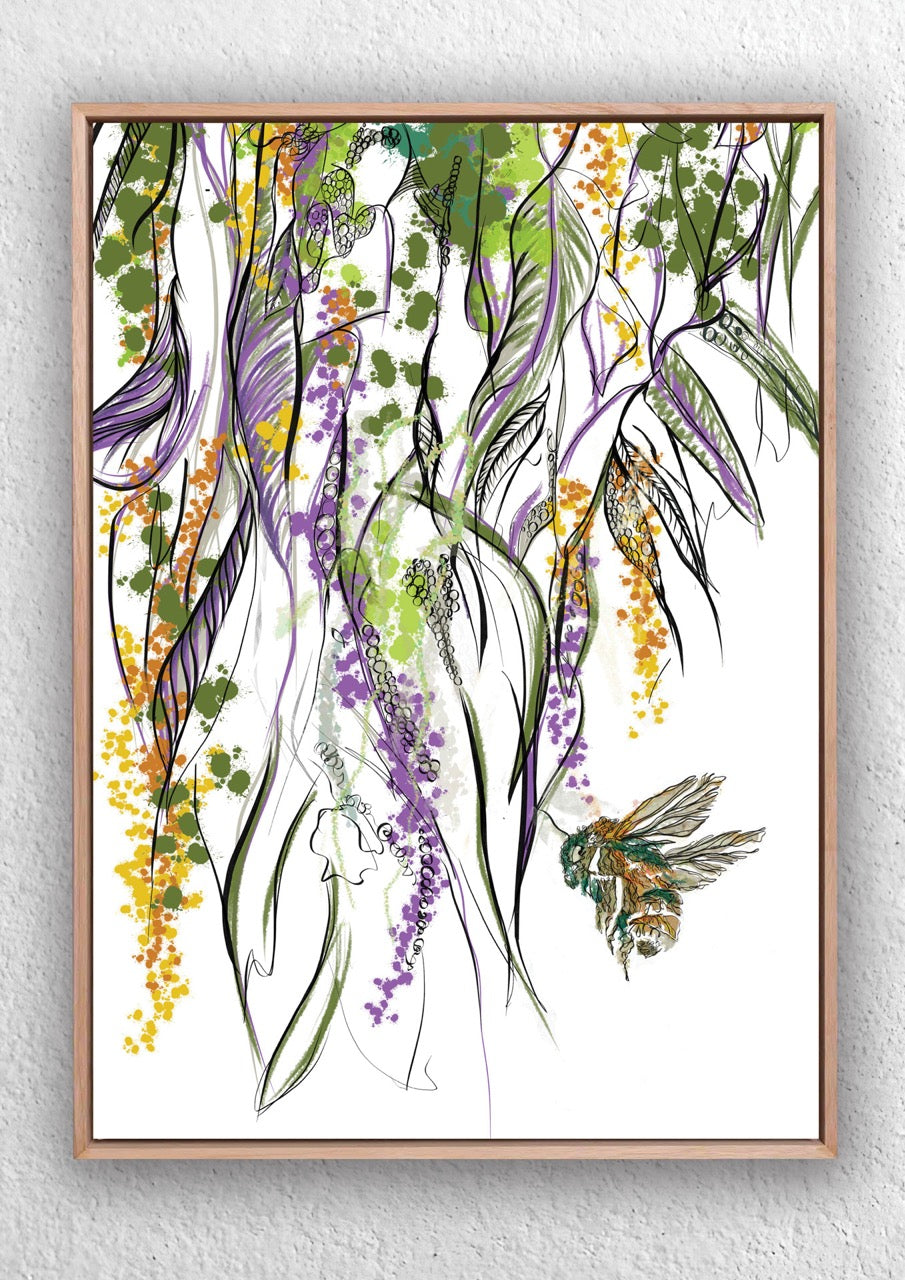 "Honey Bee and Jacaranda Tree" Art Print