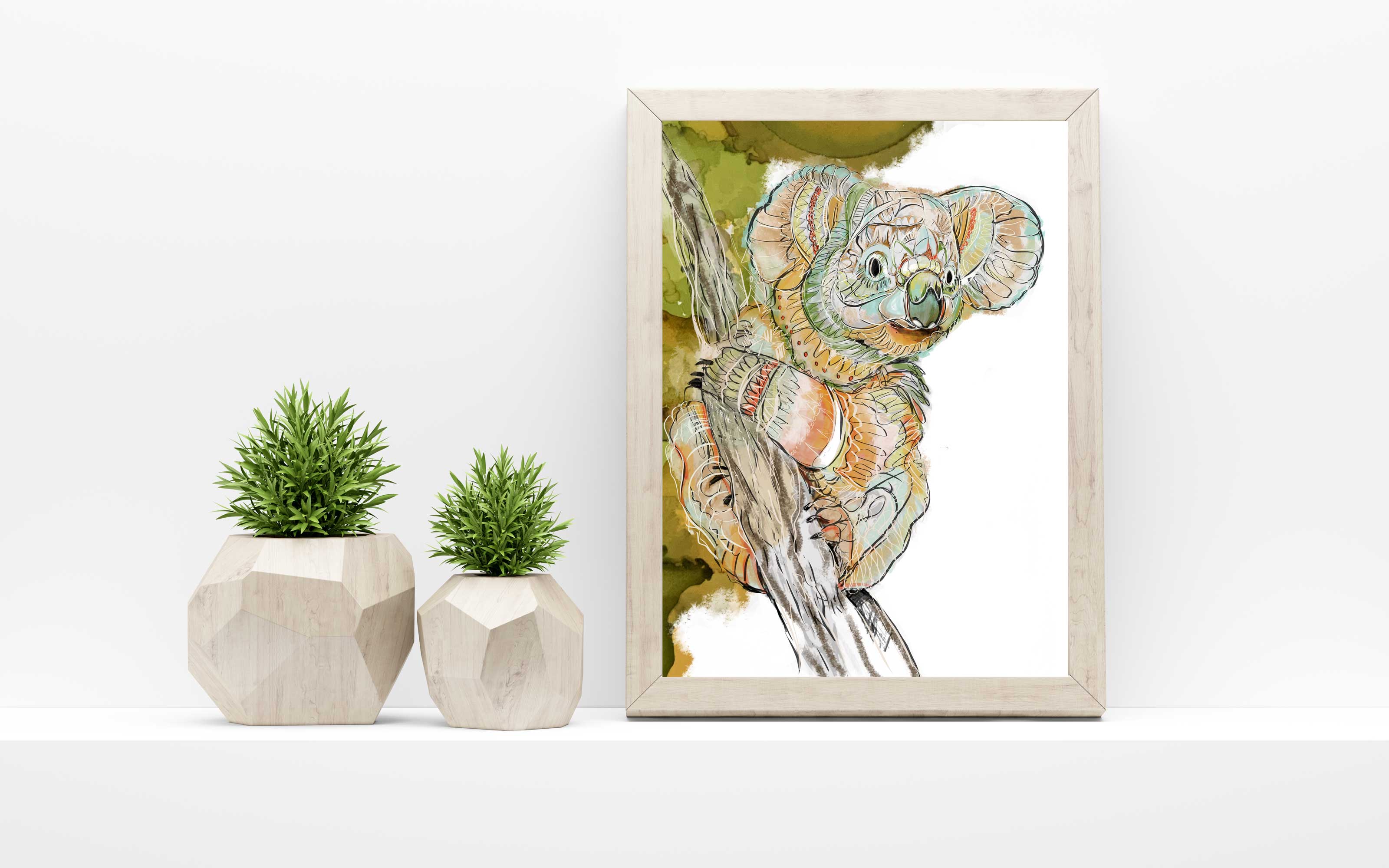 "Koala Bear Zen Drawing" Art Print