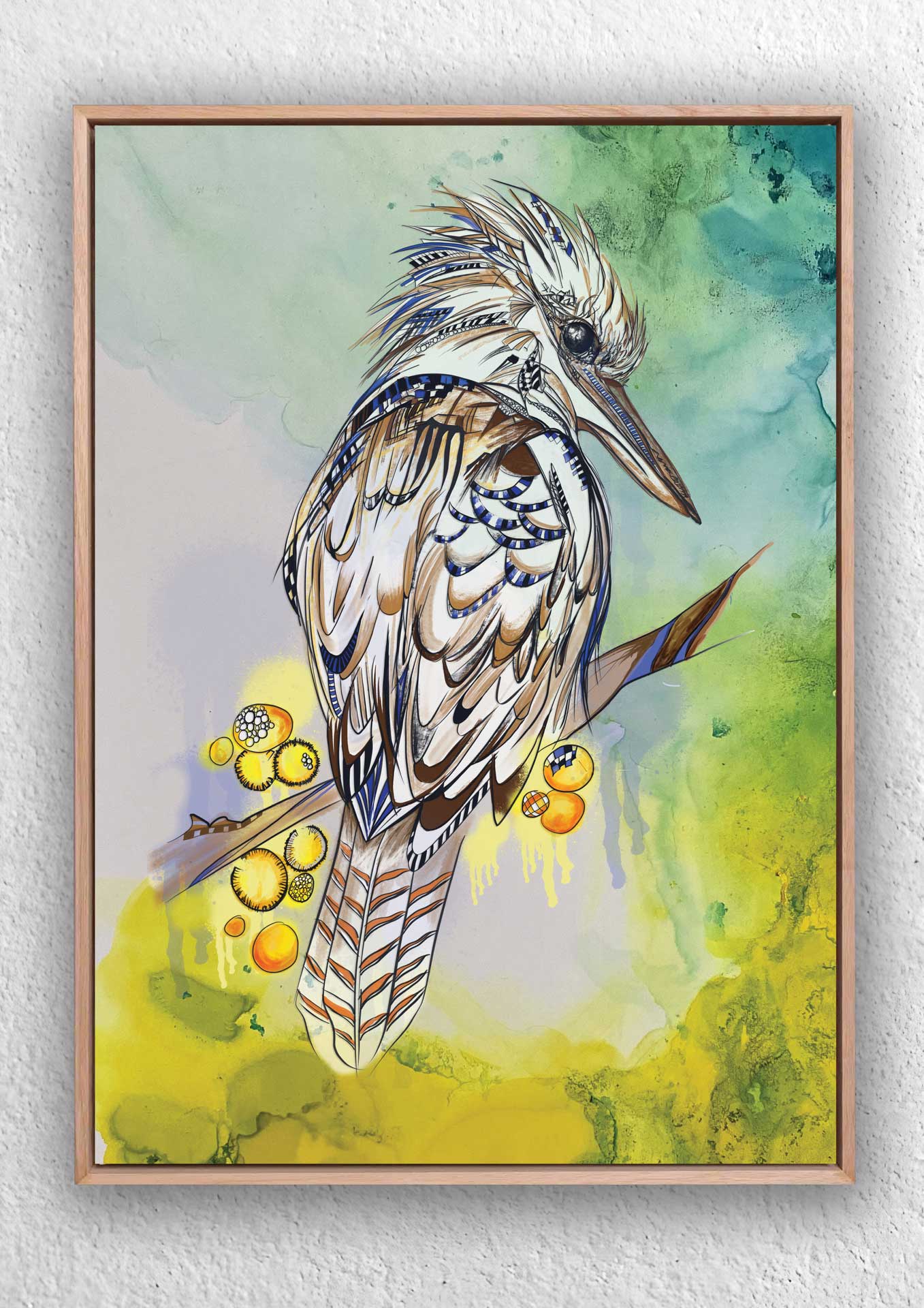 "Kookaburra Wattle Background" Art Print