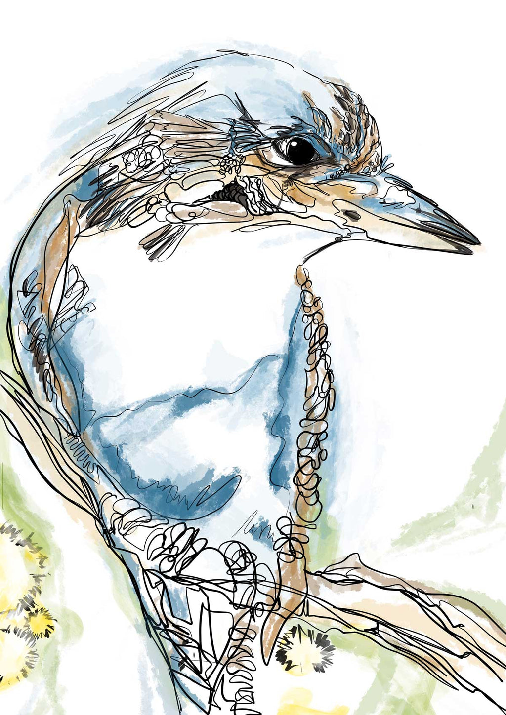 "Kooka line 2 - Kookaburra Bird" Art Print