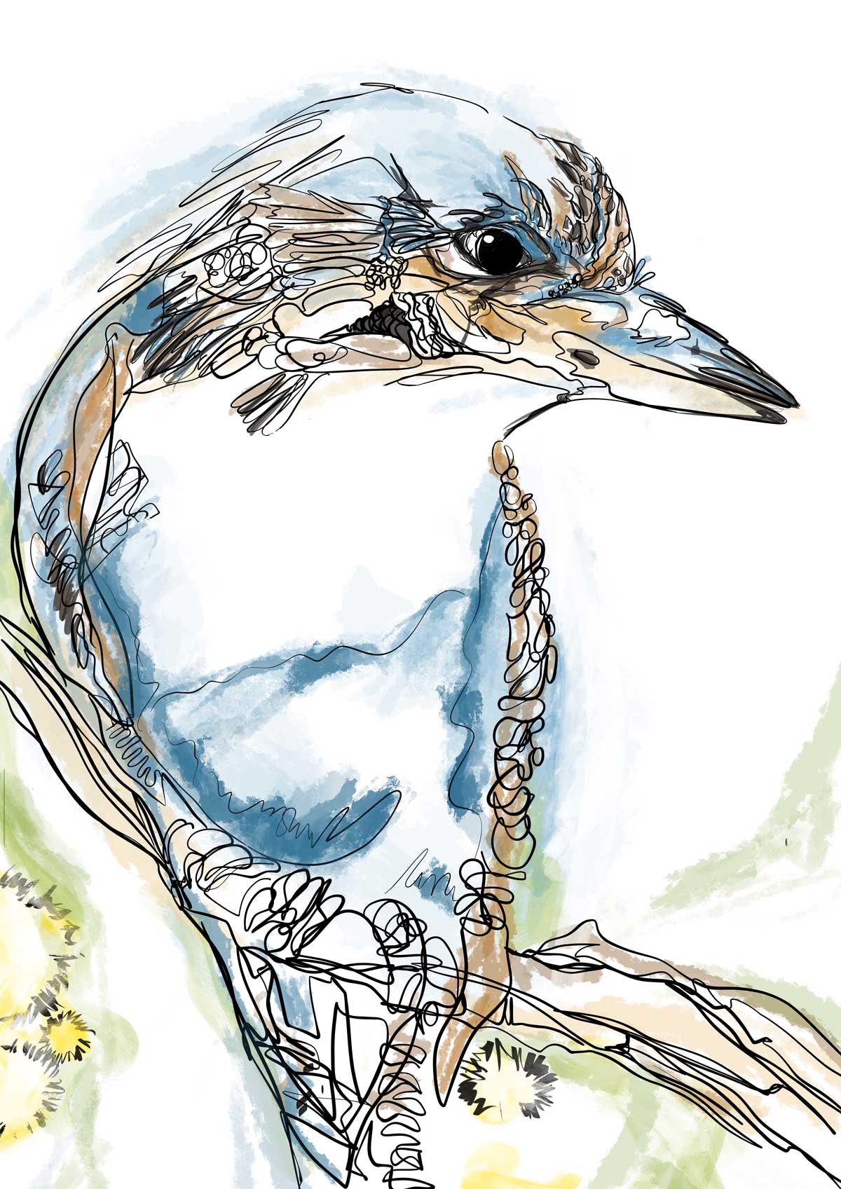 "Kooka line 2 - Kookaburra Bird" Art Print
