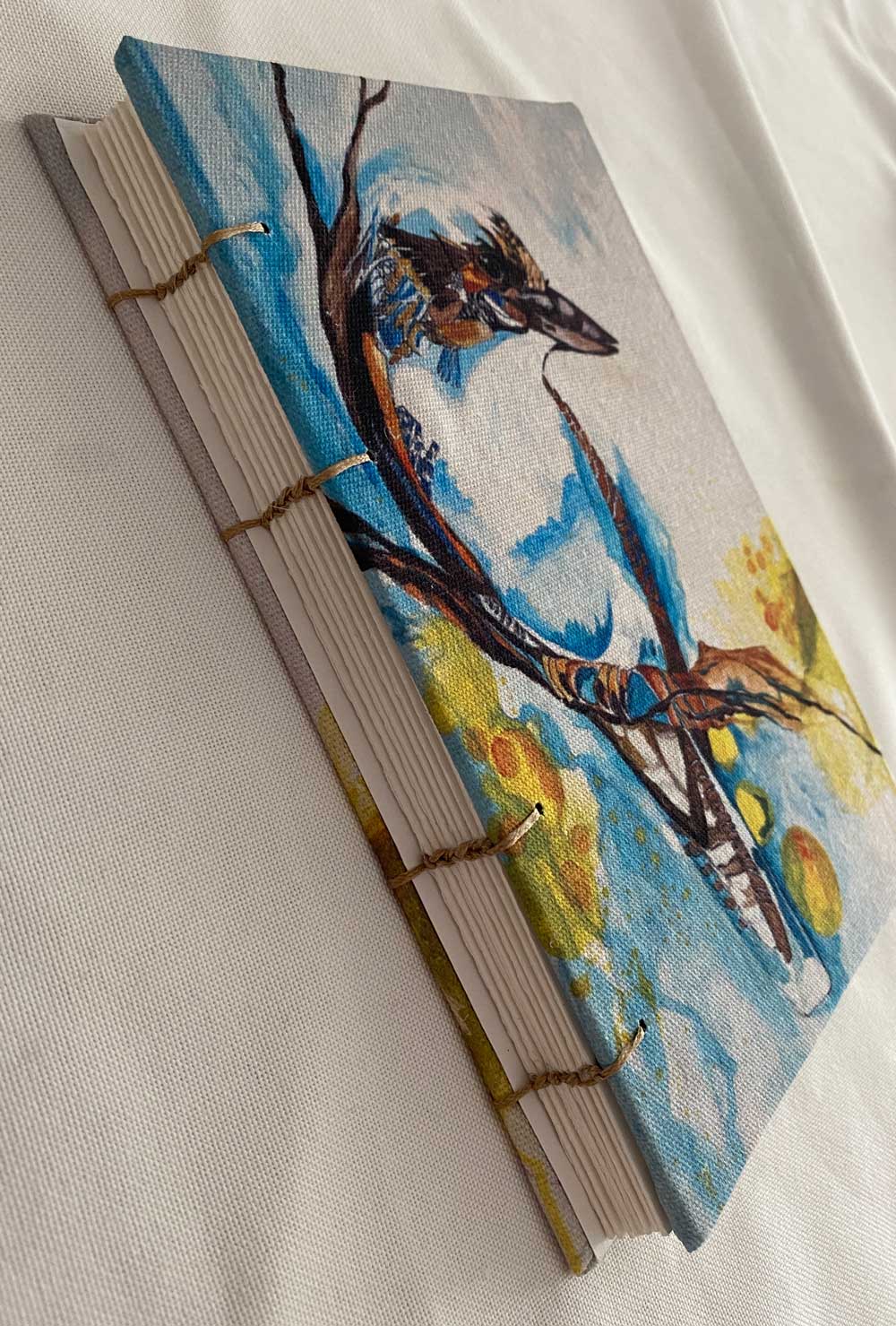 Blank A5 Art Journal | Kookaburra cover Journal Jess King Artist Kookaburra-journal-Jess-King-stitched