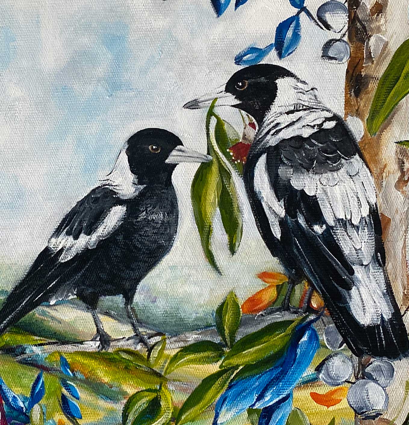 Magpie Romance Artwork - Two magpies in nature
