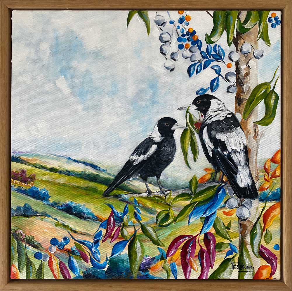 Magpie Romance Artwork - Two magpies in nature