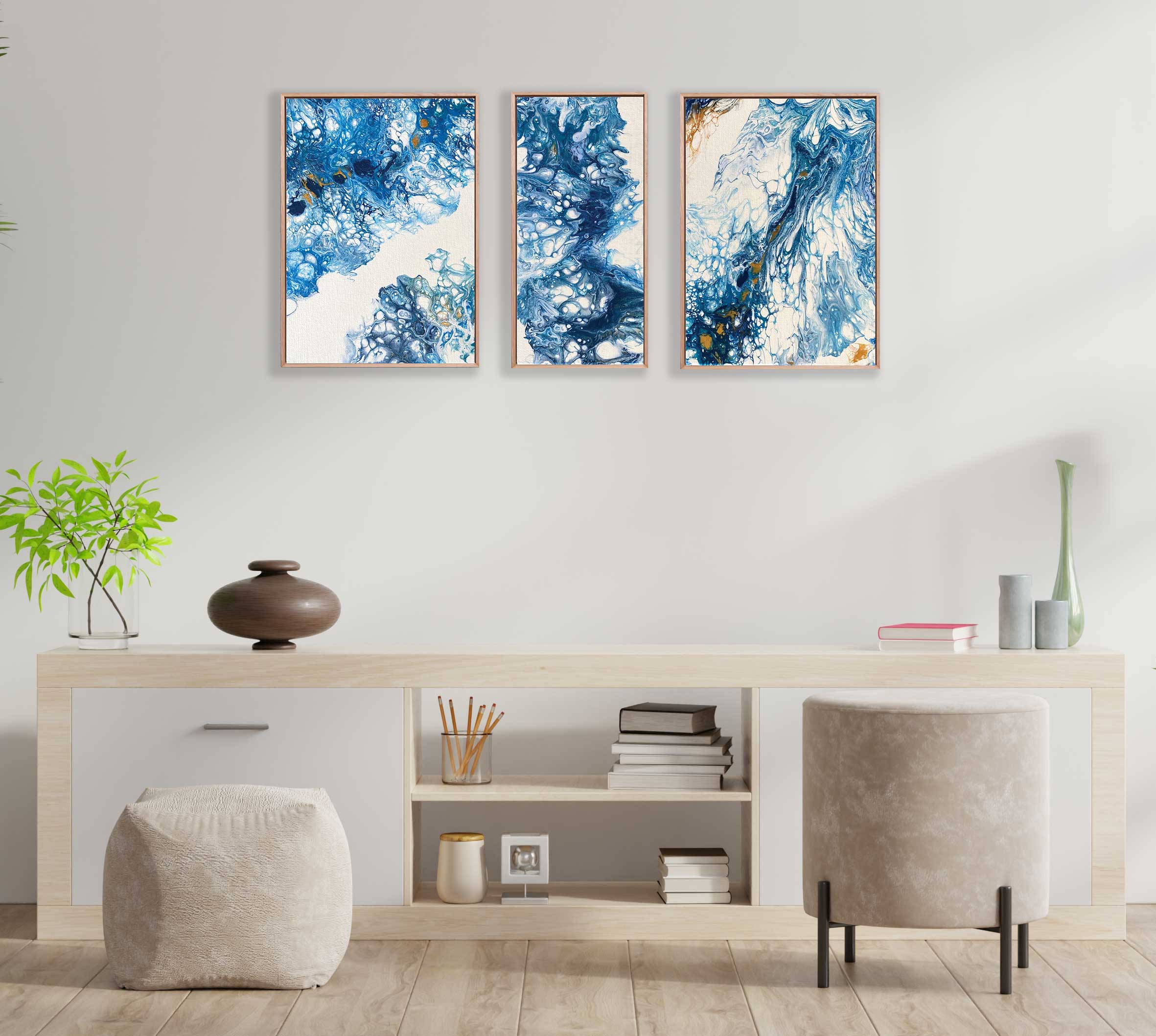 "Ocean Flow Abstract" Triptych Canvas Art Print Abstract Jess King Artist Ocean-flow-tryptich-inspiration-wall-print-jess-king-artist
