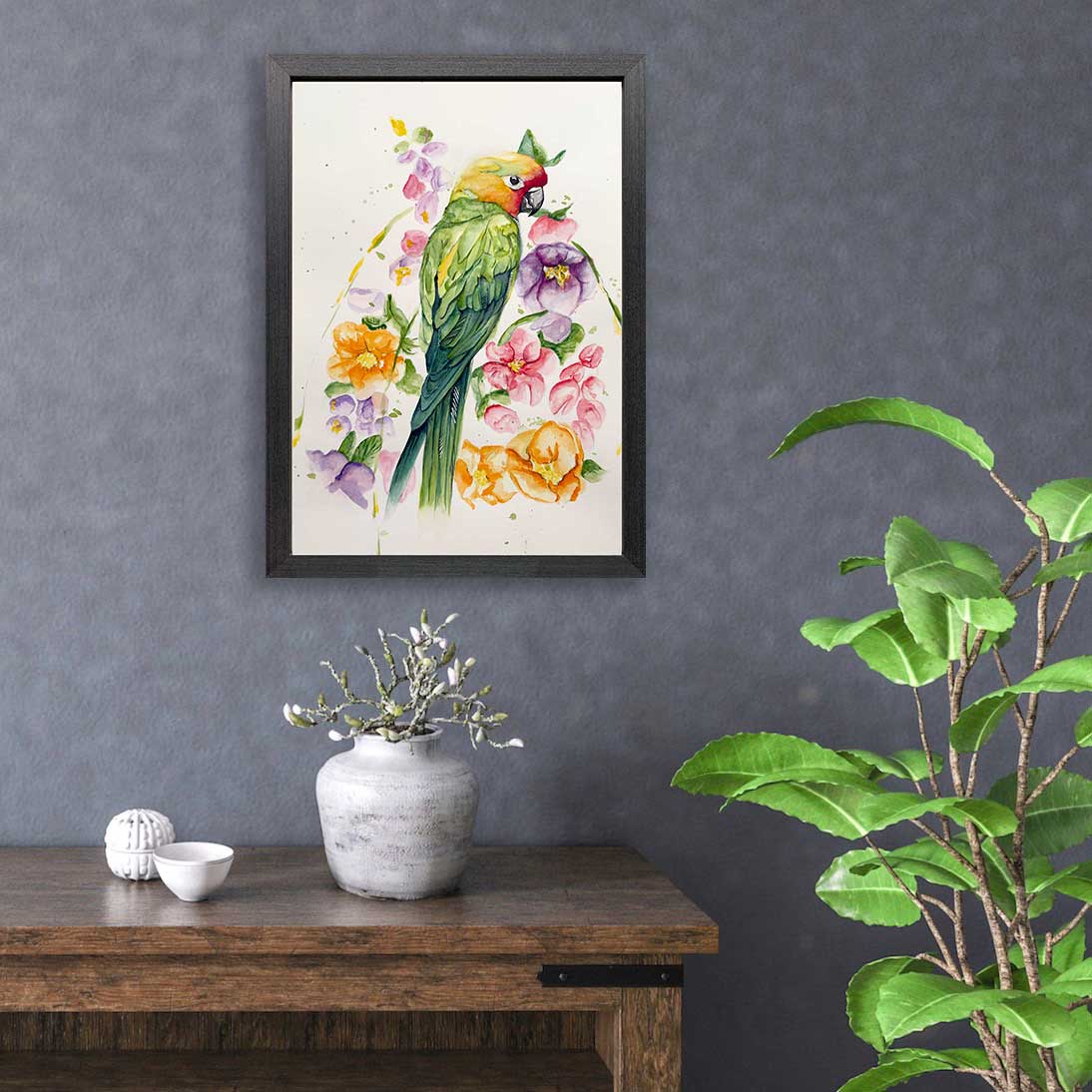 Parakeet Paradise Watercolor