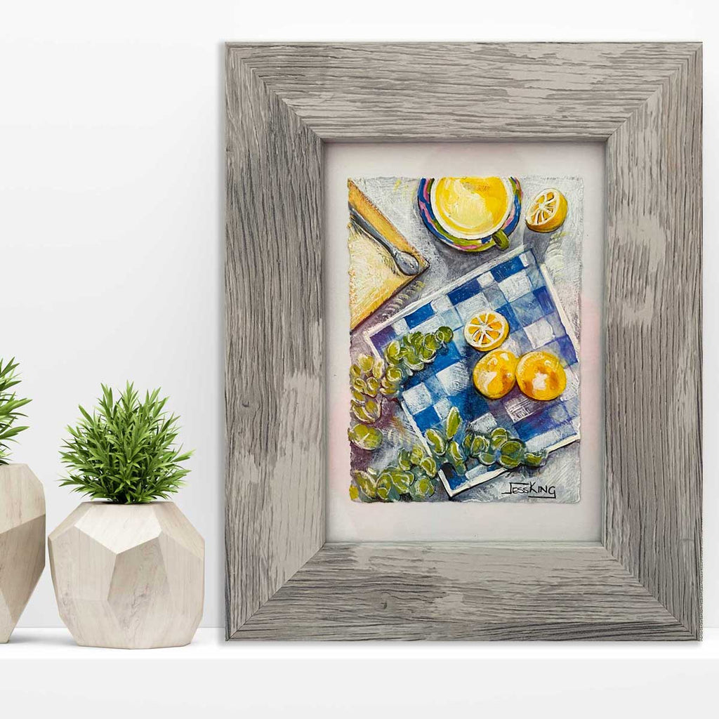 Tiny Treasure Lemons and Check Plate Original Still Life