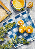 Tiny Treasure Lemons and Check Plate Original Still Life