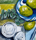 Tiny Treasure Limes and Blue Swirl Dish Original Still Life