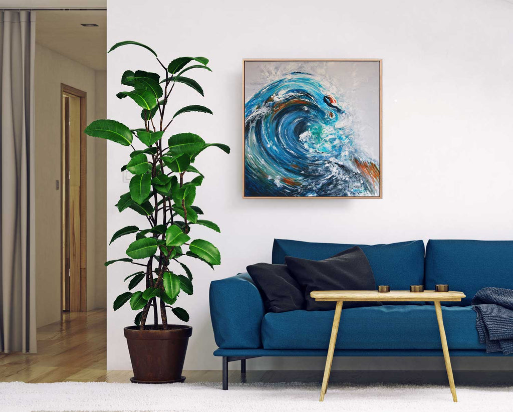 "Wave Crashing 2" Canvas Art Print Abstract Jess King Artist Wave-crashing-2-framed-jess-king-artist-insitu