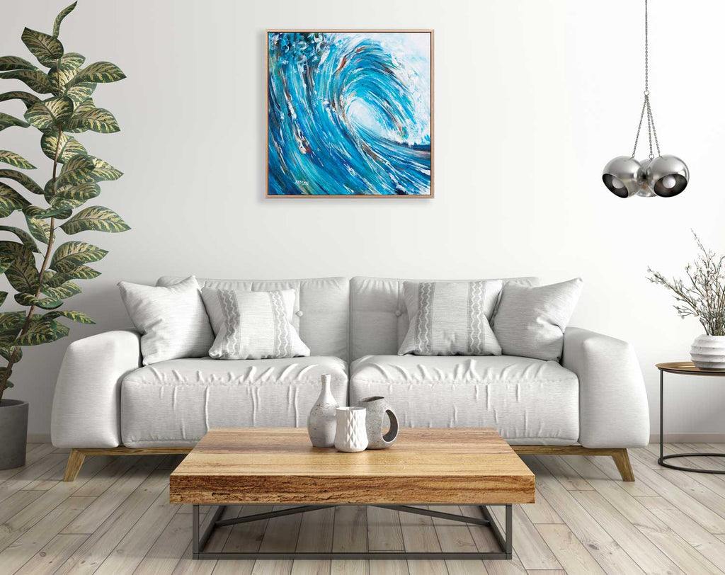 "Wave Crashing 1" Canvas Art Print Abstract Jess King Artist Wave-crashing-framed-jess-king-artist-insitu