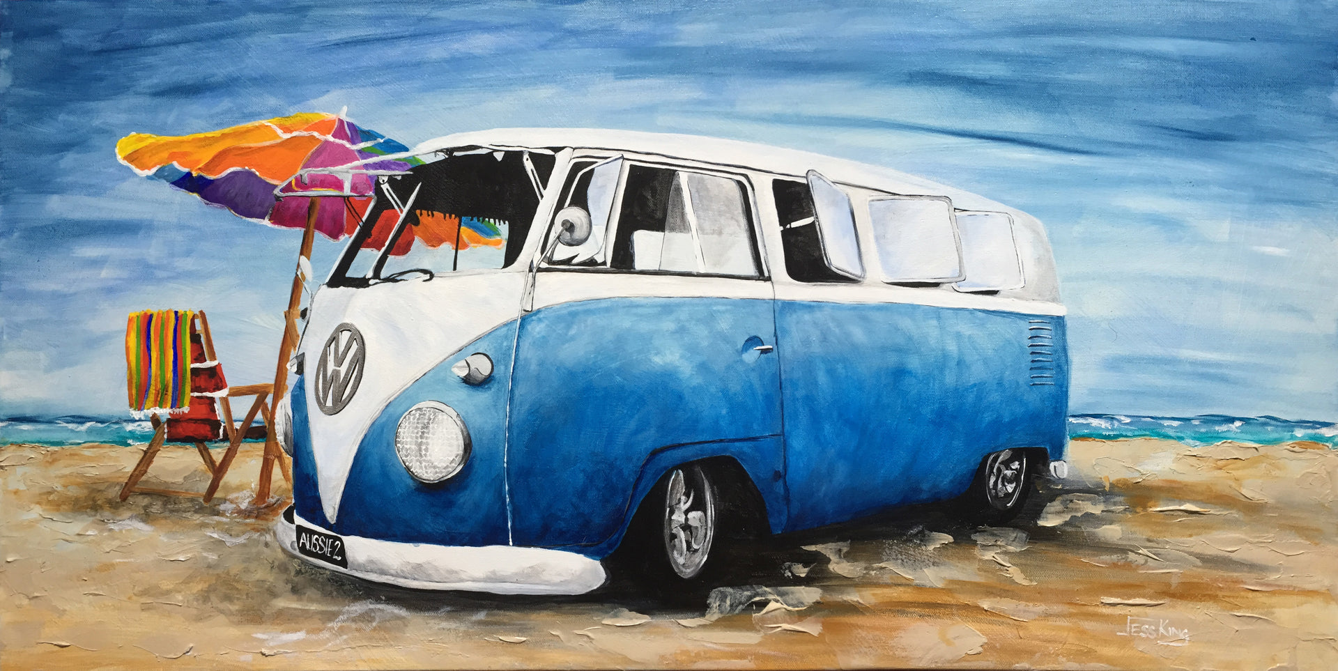"Aussie 2 Kombi Van Blue" Art Print